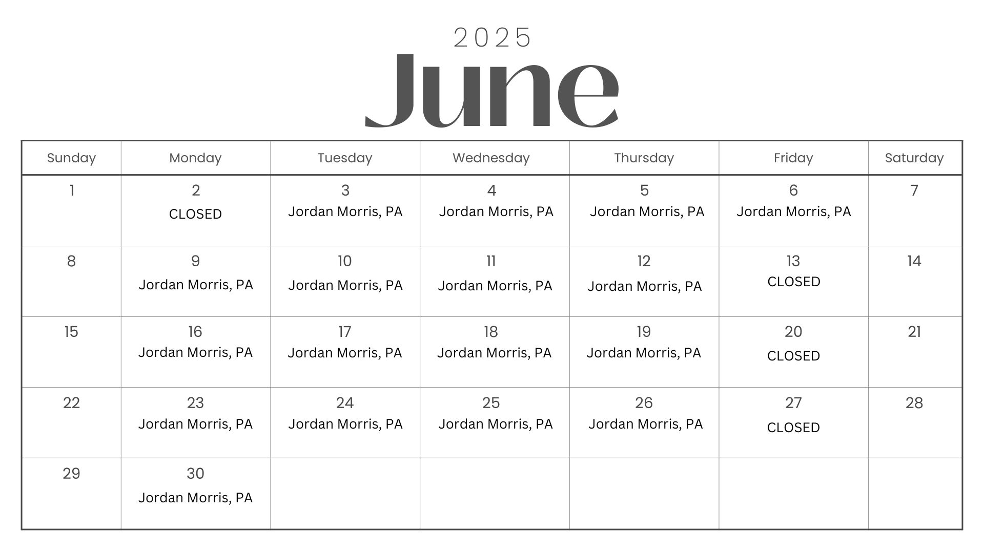 Rushville Clinic Schedule Image